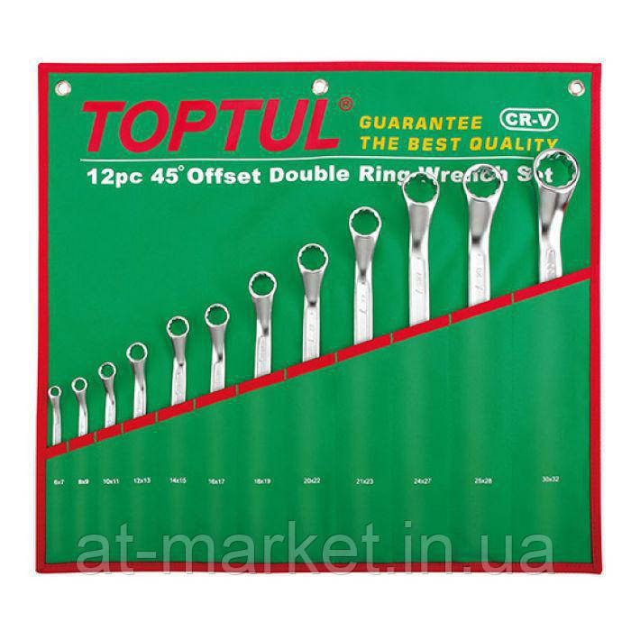 Набір ключів накидних 6-32 мм TOPTUL (кут 45°) 12 од. GAAA1202