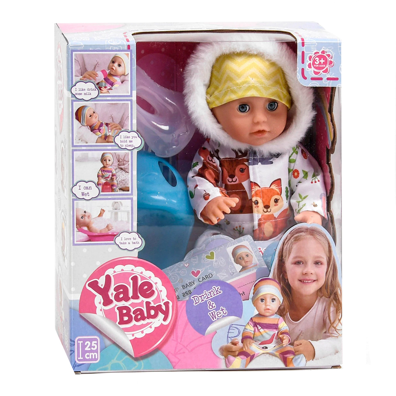 Пупс функціональний Yale Baby (їсть, ходить на горщик, закриває очі, з аксесуарами, в коробці) YL 1917 Q, фото 1