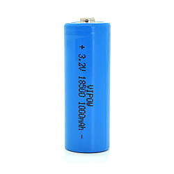 Литий-железо-фосфатный аккумулятор 18500 Lifepo4 Vipow IFR18500 TipTop, 1000mAh, 3.2V, Blue Q50/500