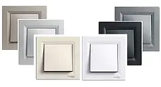 Вимикач 2-клавішний Schneider Electric EPH0300171 Asfora, антрацит, пластик, без підсвітки та індикації, фото 4