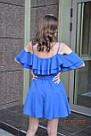 Літній костюм топ з оборками та спідниця-шорти синій, фото 3