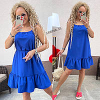 Яркое модное летнее женское платье на завязках, SB 141, синий