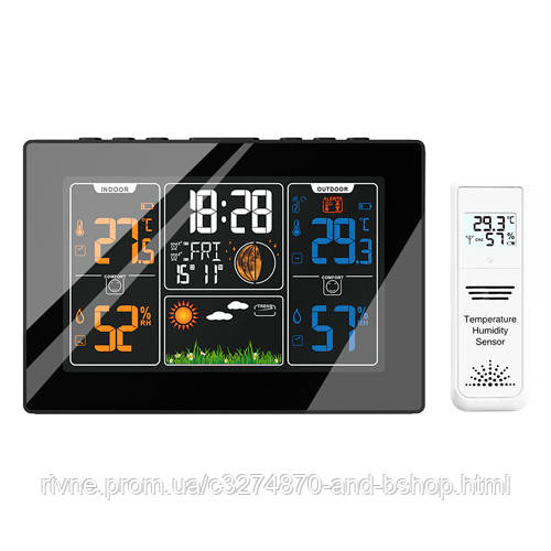 Метеостанція бездротова з барометром РК 5.6", виносний датчик, PT201C, фото 1