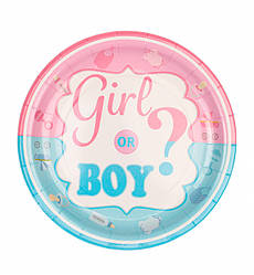 Паперові тарілки "Boy or girl?" (8 шт.), Польща, Ø - 18 см