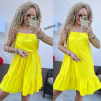 Яркое модное летнее женское желтое платье на завязках, SB 141