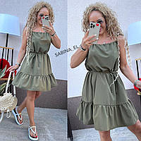 Яскраве модне літнє жіноче плаття на зав'язках, SB 141, оливка