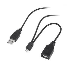 Кабель microUSB — USB + USB-воло, чорний