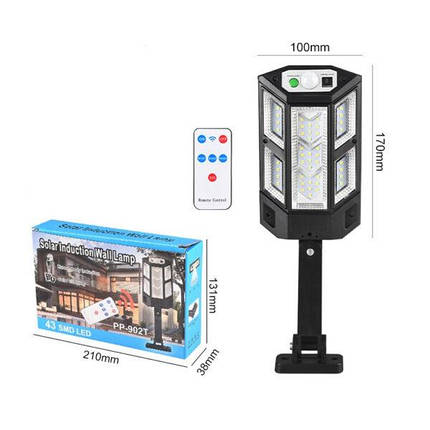 Вуличний ліхтар solar wall lamp PP-900C 59 диодів, фото 3
