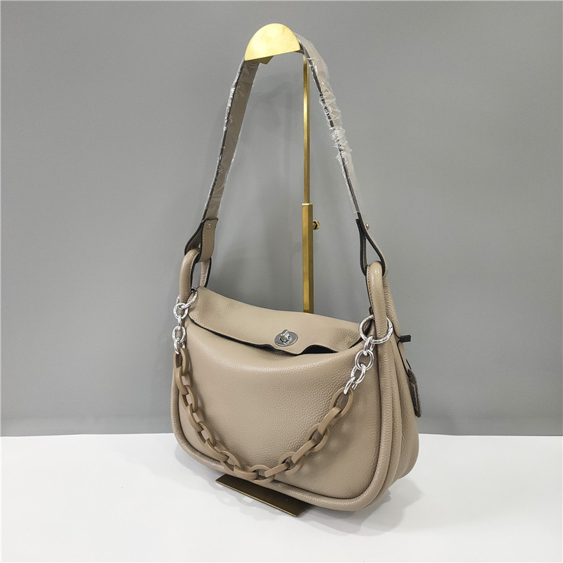 Середня шкіряна сумка-багет/ 3 ремінці в комплекті С01-КТ-331-S Бежева, фото 1