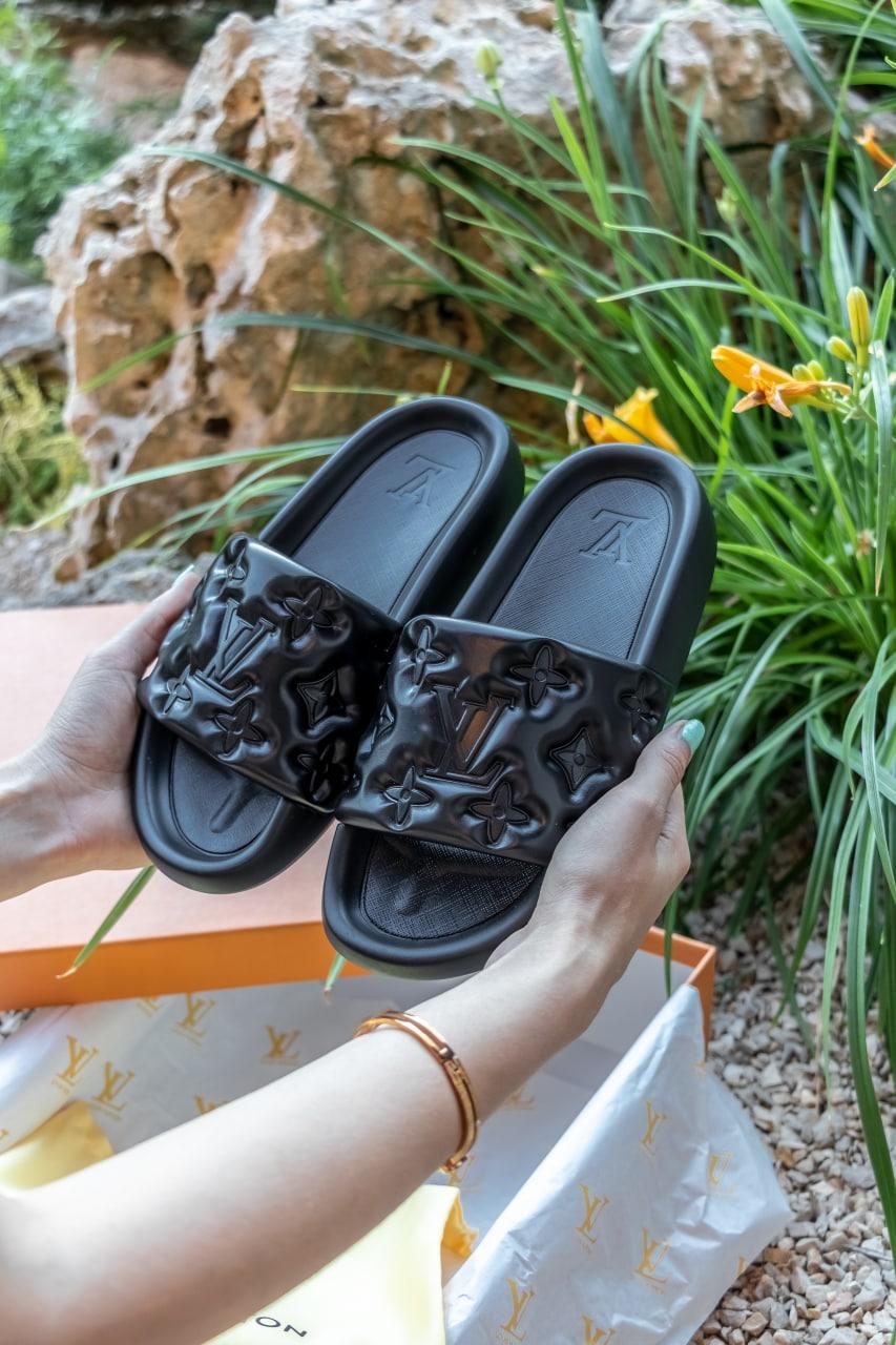Чорні жіночі капці Louis Vuitton. Класні капці на літо. Жіночі шльопанці., фото 1