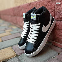 Обувь мужская Найк Блейзер Мид черные. Кроссовки мужские черные Nike Blazer Mid Black White высокие