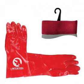 Перчатка мастиласта х/б трикотаж покрита PVC, 35 см (червона) INTERTOOL SP-0007