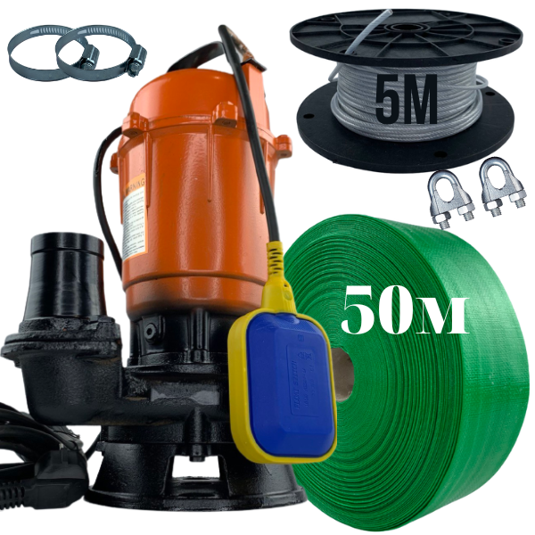 Фекальный Насос Delta QDA 1.1 КВт. Польша+шланг 50 Метров+трос+хомуты ...