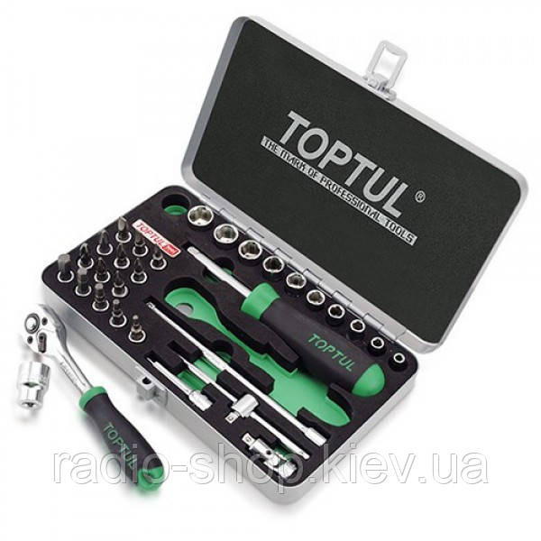 Набір головок із тріскачкою TOPTUL 1/4" 31ед. GCAD3101