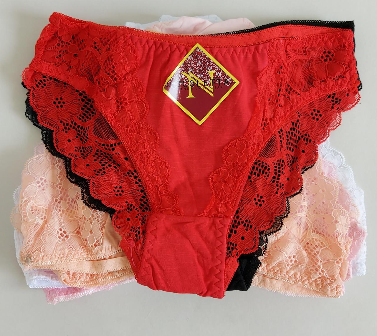 Жіночі труси бікіні з гіпюровими вставками (10 шт), фото 1