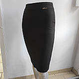 Спідниця олівець трикотажна на резинці до колін 44 чорна, фото 4