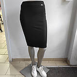 Спідниця олівець трикотажна на резинці до колін 44 чорна, фото 5
