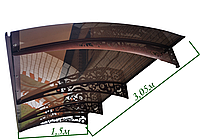 Готовый сборный козырек (навес) над дверью Dash'Ok 305х15 м Фауна монолитный поликарбонат 3 мм (P/L)