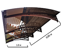 Готовый сборный козырек (навес) над дверью Dash'Ok 205х15 м Стиль монолитный поликарбонат 3 мм (P/L)