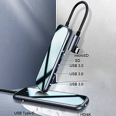 USB-Хаб Baseus Multi-functional HUB Type-C to 3 x USB 3.0+HD4K+SD/TF+PD Сірий (CAHUB-CZ0G), фото 6