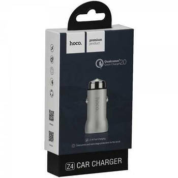 Автомобільна зарядка Hoco Z4 1xUSB 2.1A Steel Срібний