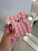 Розовая силиконовая сумка поп ит Мишка 3022 Розовый