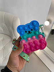 Синя силіконова сумка поп ит Ведмедик 3022, Блакитний