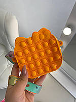 Оранжевая силиконовая однотонная сумка поп ит Бантик 3122 Оранжевый