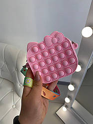 Силіконова сумка для дівчинки однотонна поп-пат бантик Світло-рожева 3122 Світло-рожевий