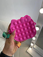 Тёмно-розовая однотонная силиконовая сумка поп ит Бантик 3122 Тёмно-Розовый