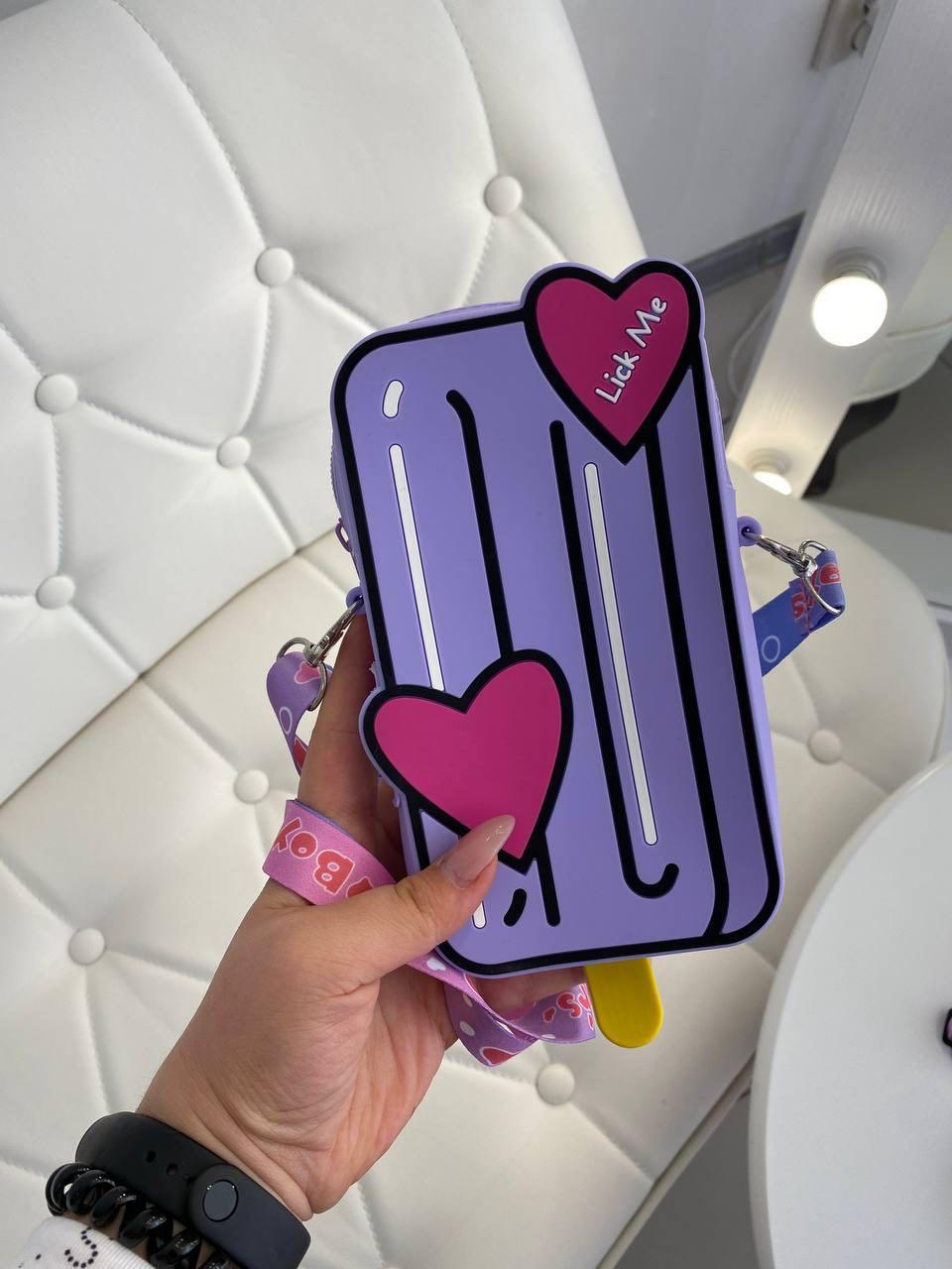 Силіконова сумка для дівчинки з сердечками "Lick Me" Бузкова 3322 Сиреневый