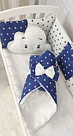 Комплект детского постельного белья c защитой, одеялом и бантом. Dark