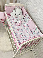 Комплект детского постельного белья c защитой, одеялом и бантом. Pink pony