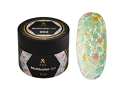 Гель-лак F.O.X Multicolor Gel 002 кольорові блискітки та шестигранники 5 мл