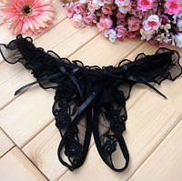 Стрінги з розрізом еротичні one size чорний