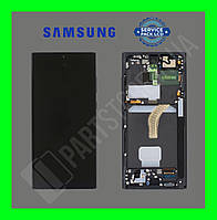 Дисплей Samsung S908 Black S22 Ultra (GH82-27489A) сервисный оригинал в сборе с рамкой