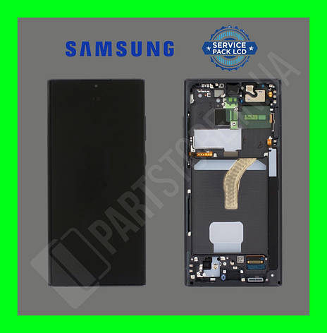 Дисплей Samsung S908 Black S2 Ultra (GH82-27489A) сервісний оригінал у збірі з рамкою, фото 2