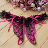 Трусики з розрізом еротичні колір чорний + розовий - розмір універсальний (на резинці)