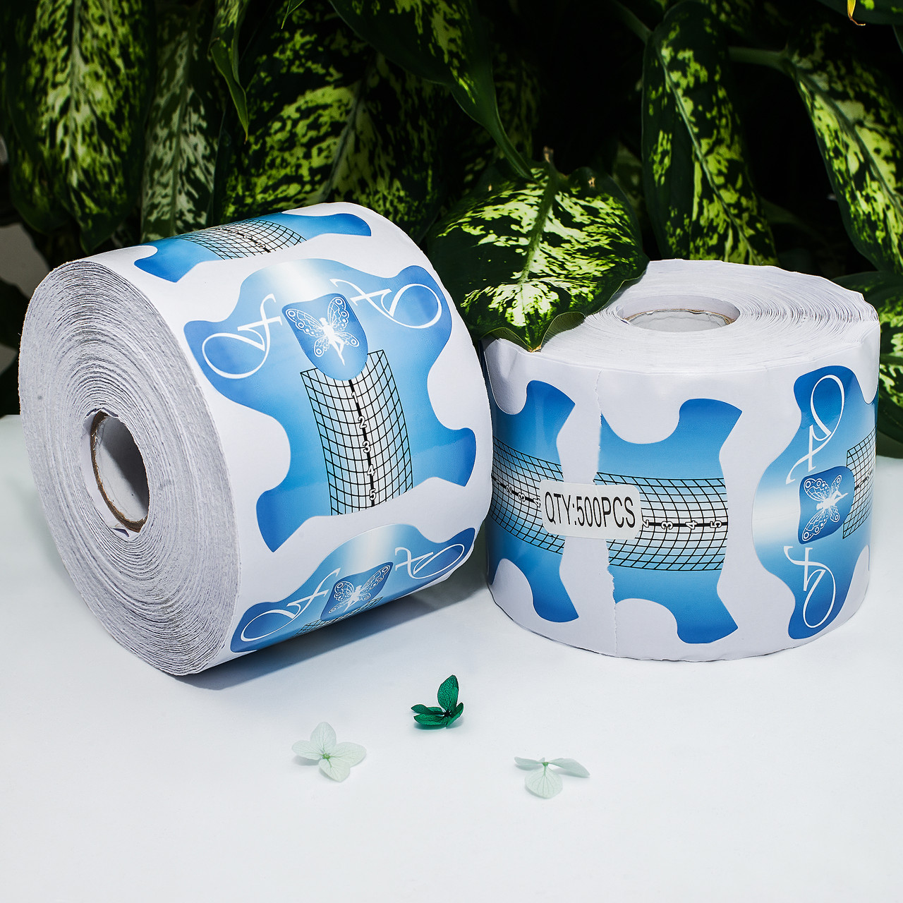 Форма для нарощування нігтів широка, блакитна (500шт)