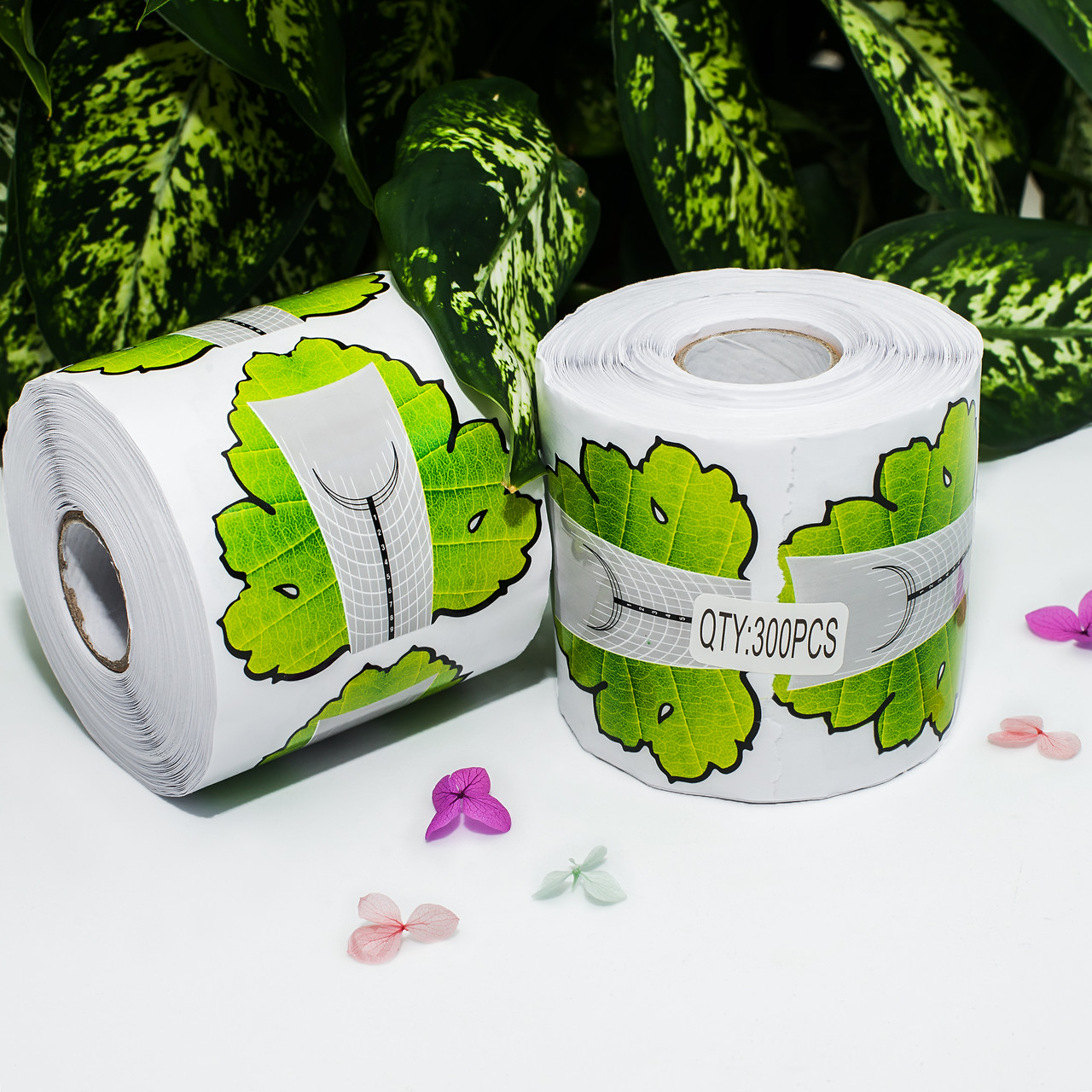 Форма для нарощування нігтів зелений листок, 300 шт