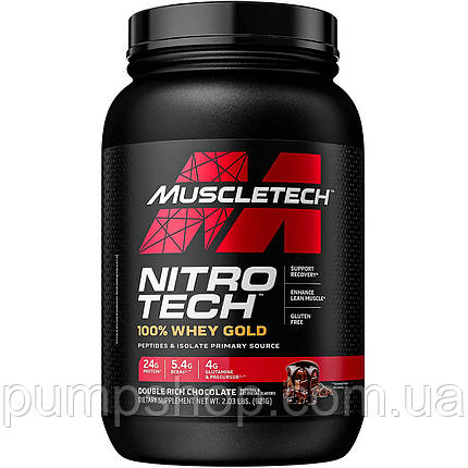 Сироватковий протеїн ізолят MuscleTech Nitro-Tech Whey Gold 920 г (смак double rich chocolate), фото 2