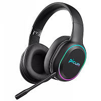 Бездротові ігрові навушники Picun P80X з мікрофоном і RGB-підсвіткою Black