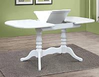 Деревянный стол на 2 резных ногах Шервуд белый 120-160х80 см