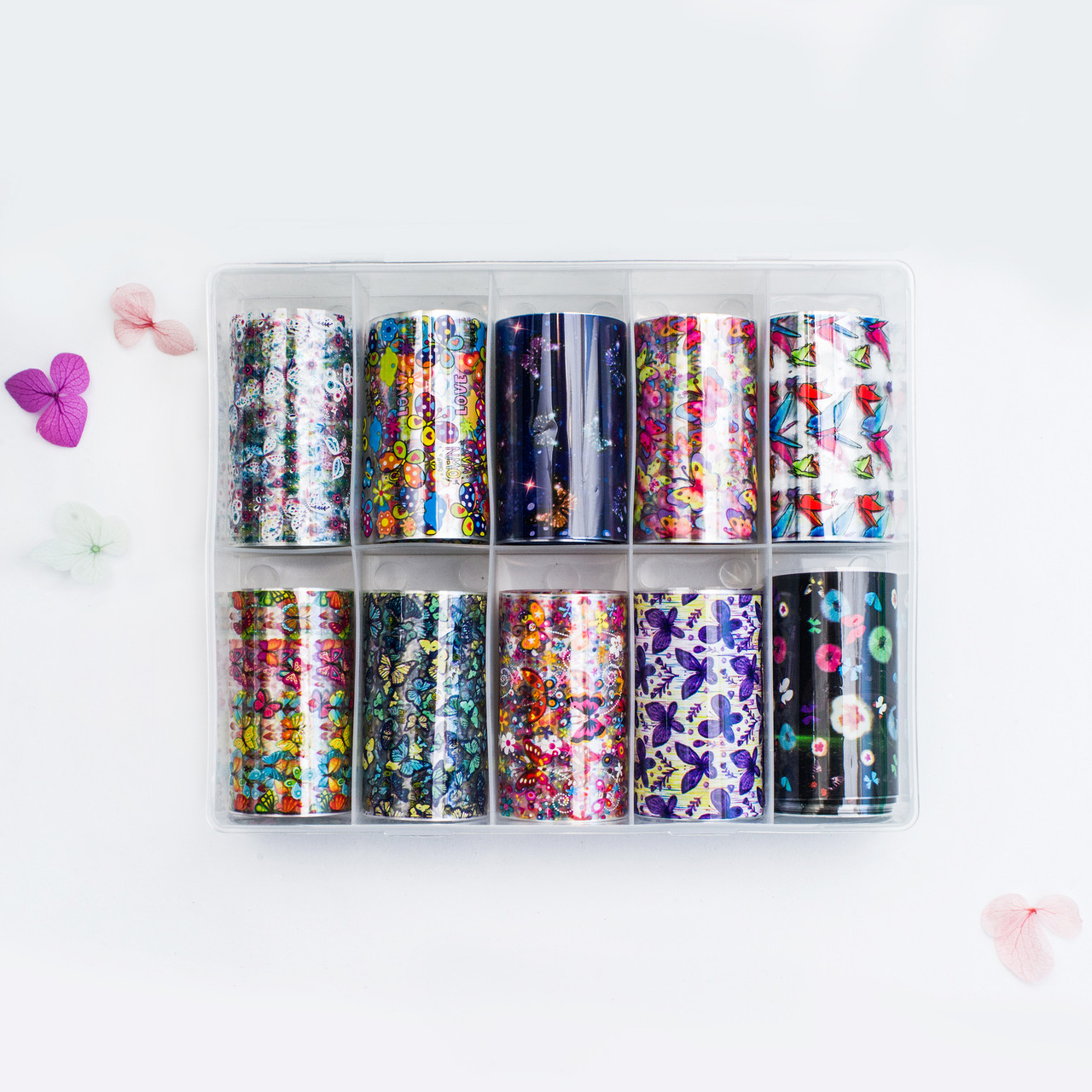 Новинка!Набір фольги для манікюру -малюнки,10 штук в упаковці