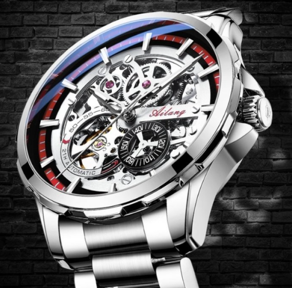 Модний годинник чоловічий механічний з японським механізмом із металевим ремінцем, фото 1