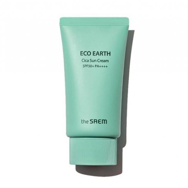 Солнцезащитный крем на физических фильтрах с центеллой The Saem Eco Earth Cica Sun Cream SPF 50+ PA++++ 50 мл