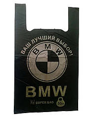 Пакет поліетиленовий тип майка БМВ великий (38+2Х9)Х58 "БМВ" ЧОРНИЙ 100шт 24мкм