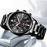 Наручний механічний годинник із металевим браслетом чорний з автопідзаводом з японським механізмом, фото 5