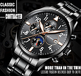 Наручний механічний годинник із металевим браслетом чорний з автопідзаводом з японським механізмом, фото 2