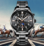 Наручний механічний годинник із металевим браслетом чорний з автопідзаводом з японським механізмом, фото 8